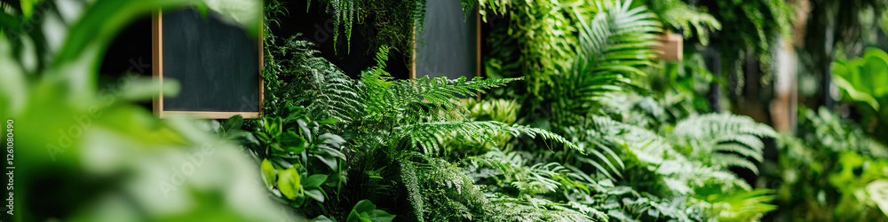 Vertical Garden with Framed Panels and Ferns Vertical Garden with Framed Panels and Ferns