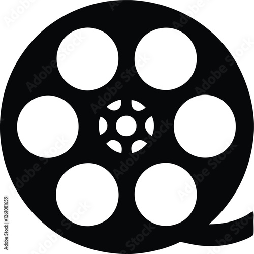 Vintage Retro Film Reel Vlog silhouette,Film Reel Vlog  simple flat vector