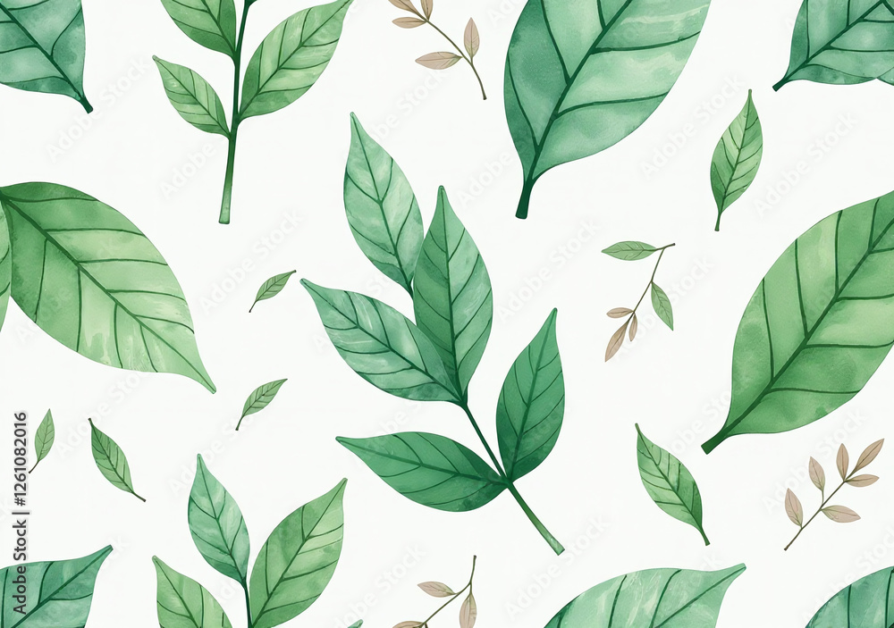 watercolor leaf illustration seamless stylized pattern subtle artistic watercolor leaf illustration seamless stylized pattern subtle artistic