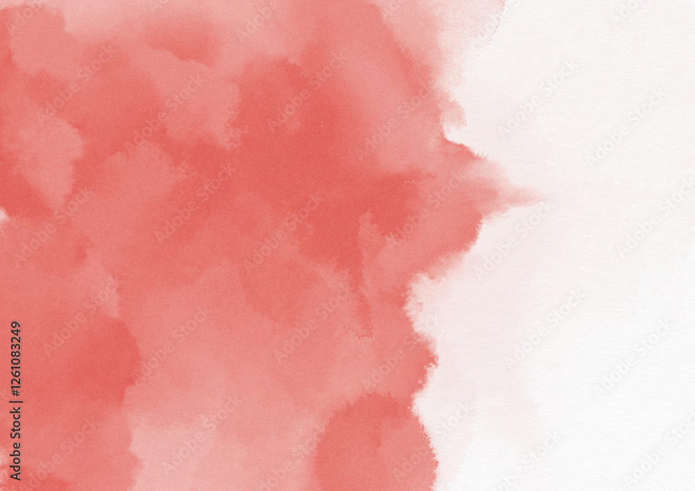 Fototapeta premium Soft watercolor abstract background with subtle red hues blending into light tones on canvas