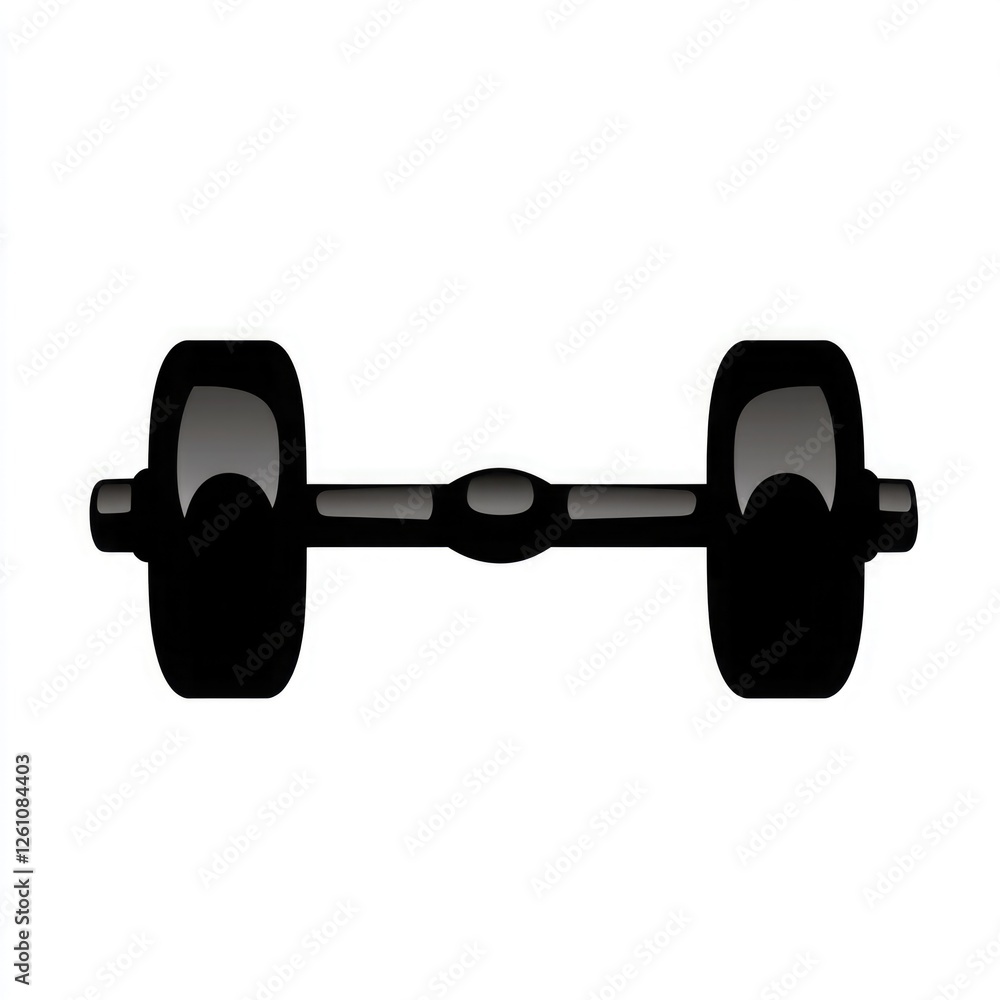 Monochrome Dumbbell Icon with Geometric Design Monochrome Dumbbell Icon with Geometric Design