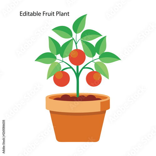 Plant in pot, fruit tree, Fruit tree in a pot, Colorful tree, Tree illustration