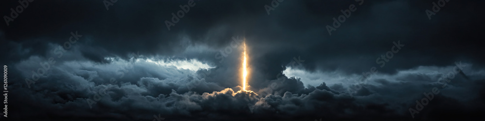 Obraz premium Vertical Light Beam Through Storm Clouds