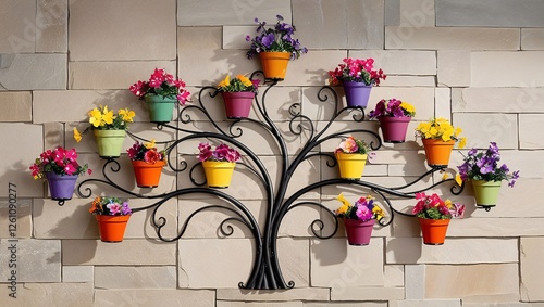 flowers on a wall , AI Generated.