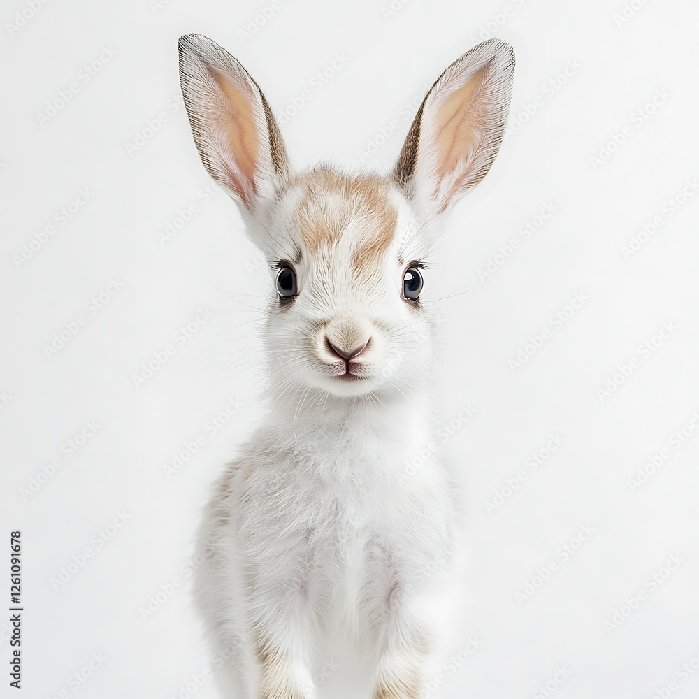 Fototapeta premium Cute bunny rabbit studio shot, white background, Easter