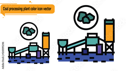 Coal processing plant color icon vector