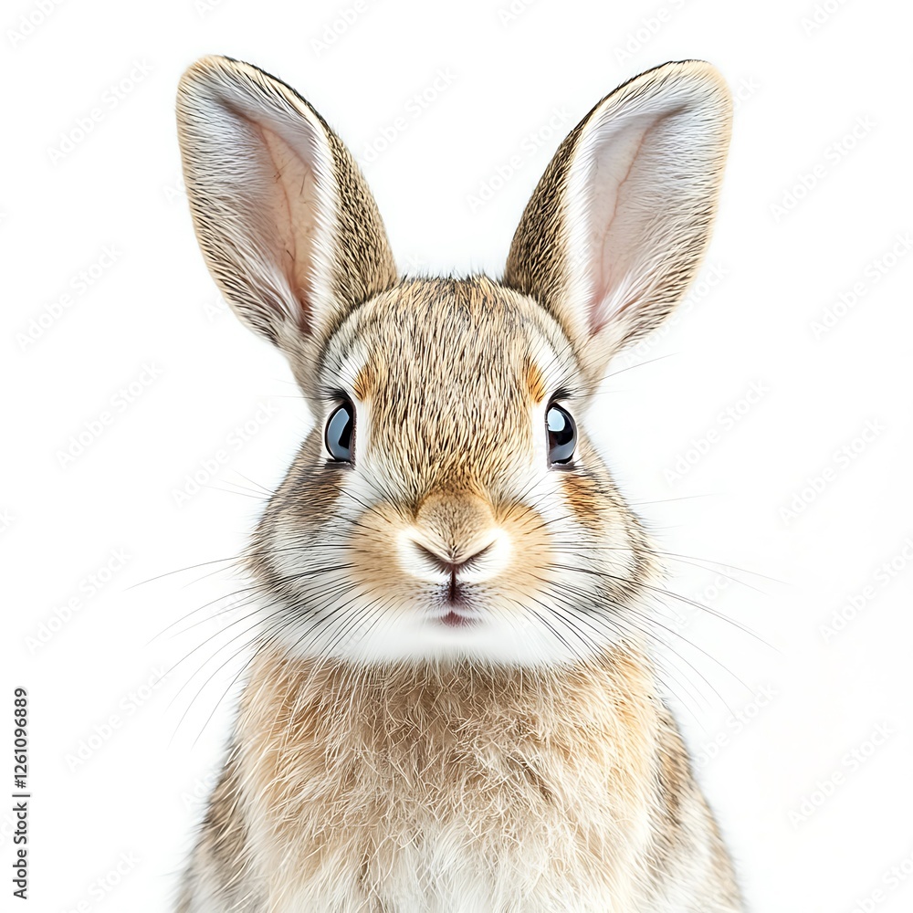 Obraz premium Cute bunny rabbit portrait, white background, pet, Easter