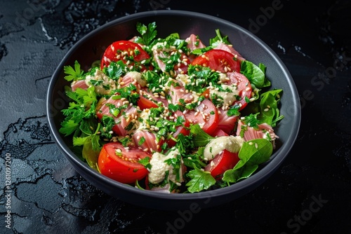 Mediterranean Tuna Salad with Sesame Seeds and Parsley