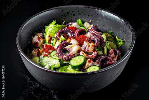 Colorful Garnishes Elevate Tako Poke Dish