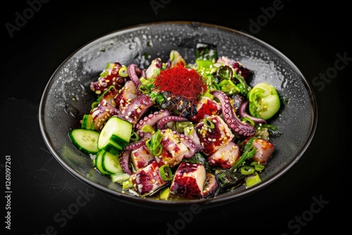 Exotic Flavors and Textures in Tako Poke Bowl