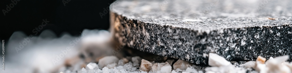 Dark Gray Stone Slab on Crystalline Surface Dark Gray Stone Slab on Crystalline Surface