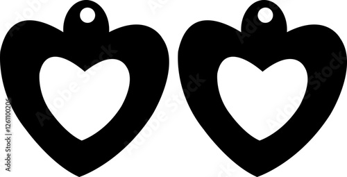 earring set of hearts  vector file svg earring silhouette black color earring silhouette 