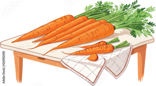Carrot on table illustration vector design, Carrot vector design