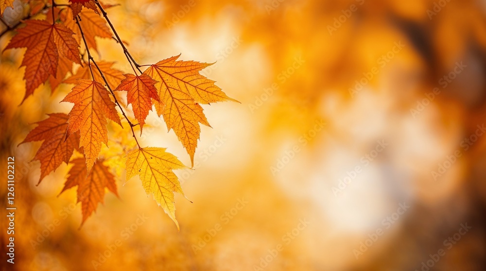 Fine Art Print of Autumn Leaves: Sharp Focus with Bokeh Background and Seamless Gradient Transitions Fine Art Print of Autumn Leaves: Sharp Focus with Bokeh Background and Seamless Gradient Transitions