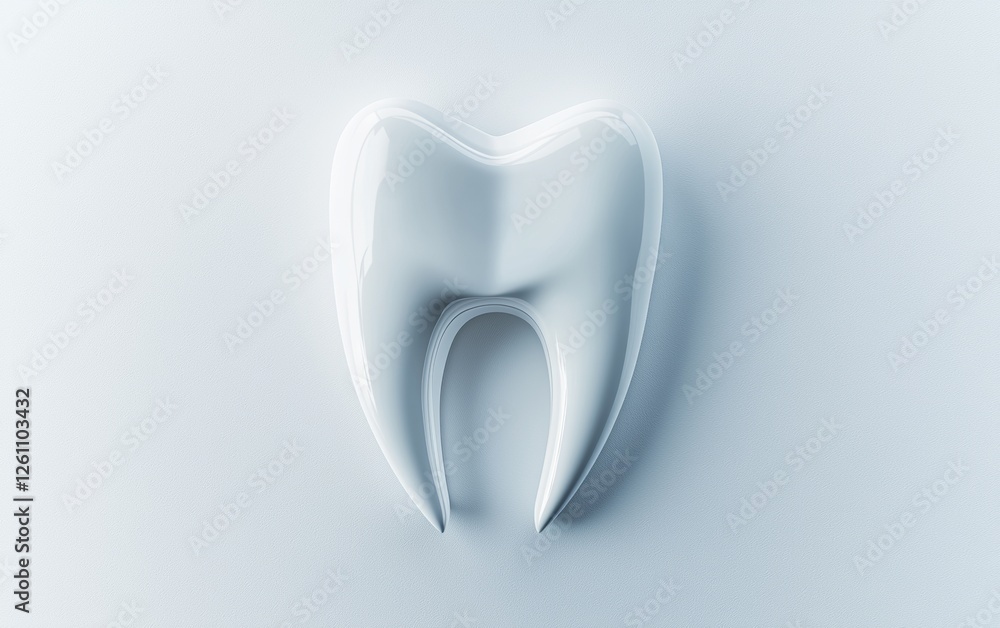 Model of a white tooth displayed on a smooth surface emphasizing dental health and hygiene awareness Model of a white tooth displayed on a smooth surface emphasizing dental health and hygiene awareness