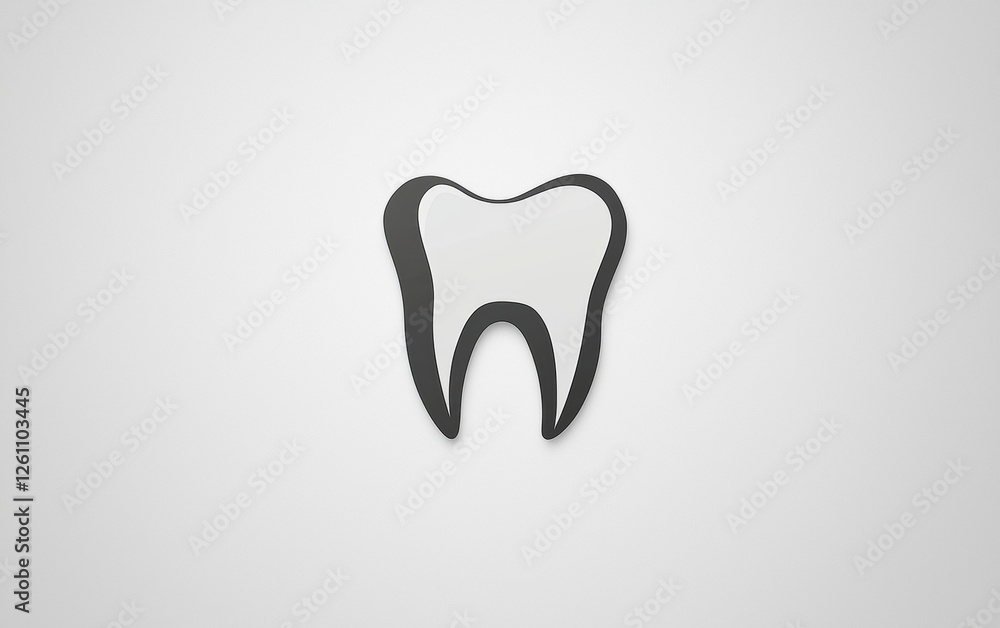 Modern depiction of a tooth symbol representing dental health and hygiene in a simplistic design Modern depiction of a tooth symbol representing dental health and hygiene in a simplistic design