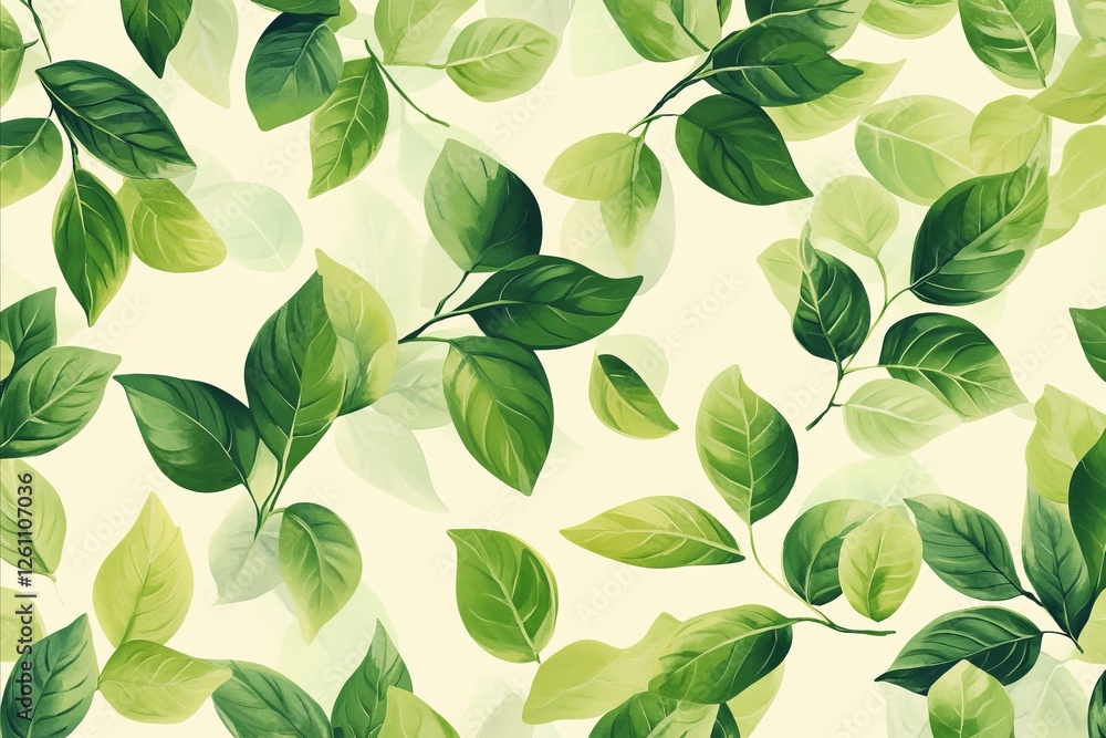 Fototapeta premium Seamless pattern of green leaves - spring nature background