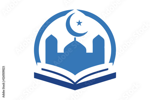 Islamic Education Logo with Open Book and Mosque Elements, Islamic logo vector illustration, logo design 