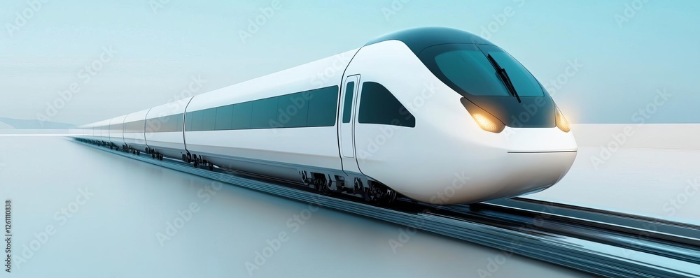 Fototapeta premium Futuristic high-speed maglev train using superconductive rail technology