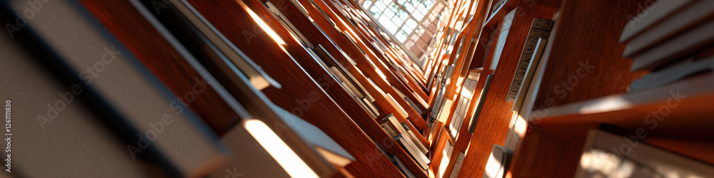 Obraz premium Interior View of Bookshelves and Books