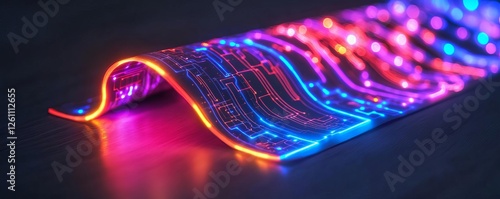 Glowing conductive ink forming complex circuits on a flexible electronic device