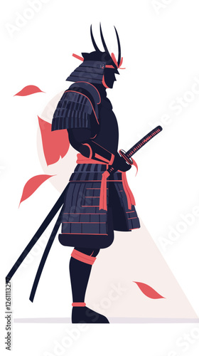 Minimalist Samurai Ink Style Vector Art for Cultural and Design Themes