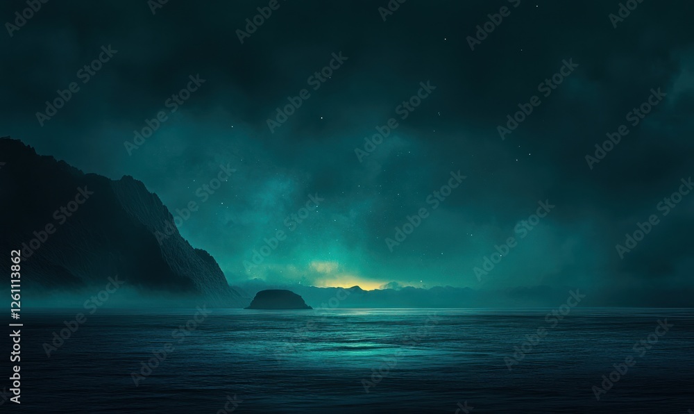 Fototapeta premium Serene Nightscape Mountain Lake Starry Sky