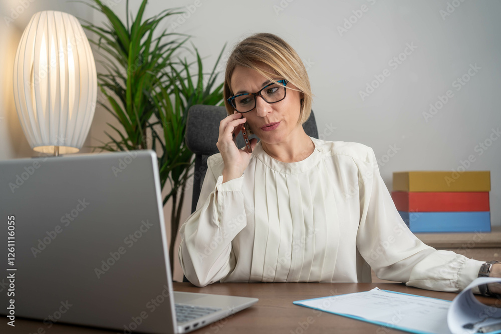 Portrait Of Businesswoman Working In Creative Office Portrait Of Businesswoman Working In Creative Office