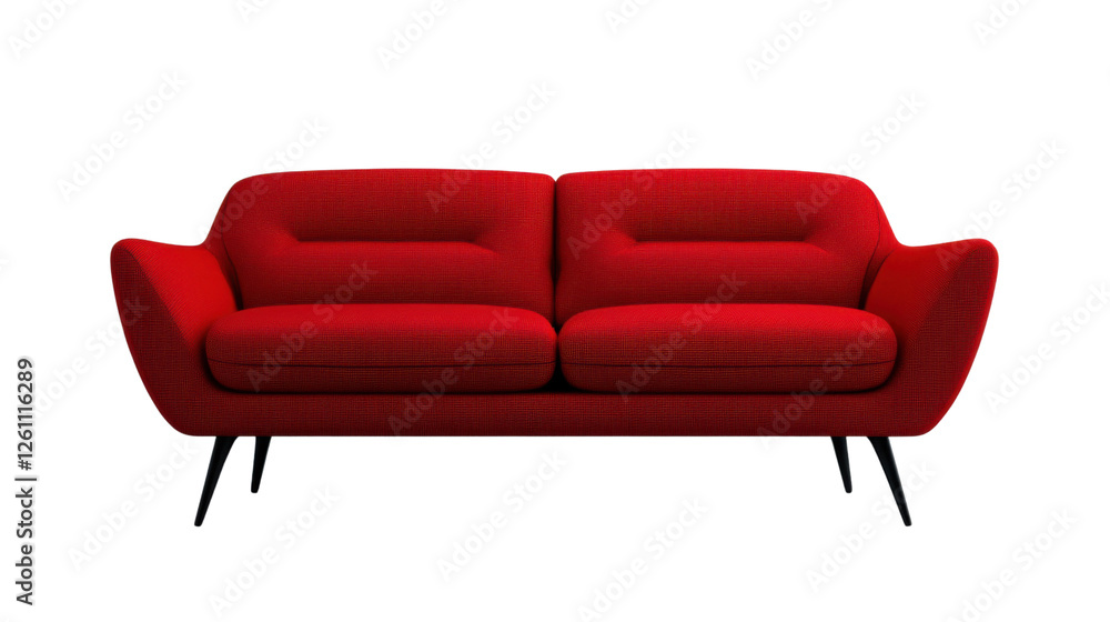 Red modern sofa isolated on transparent background Red modern sofa isolated on transparent background
