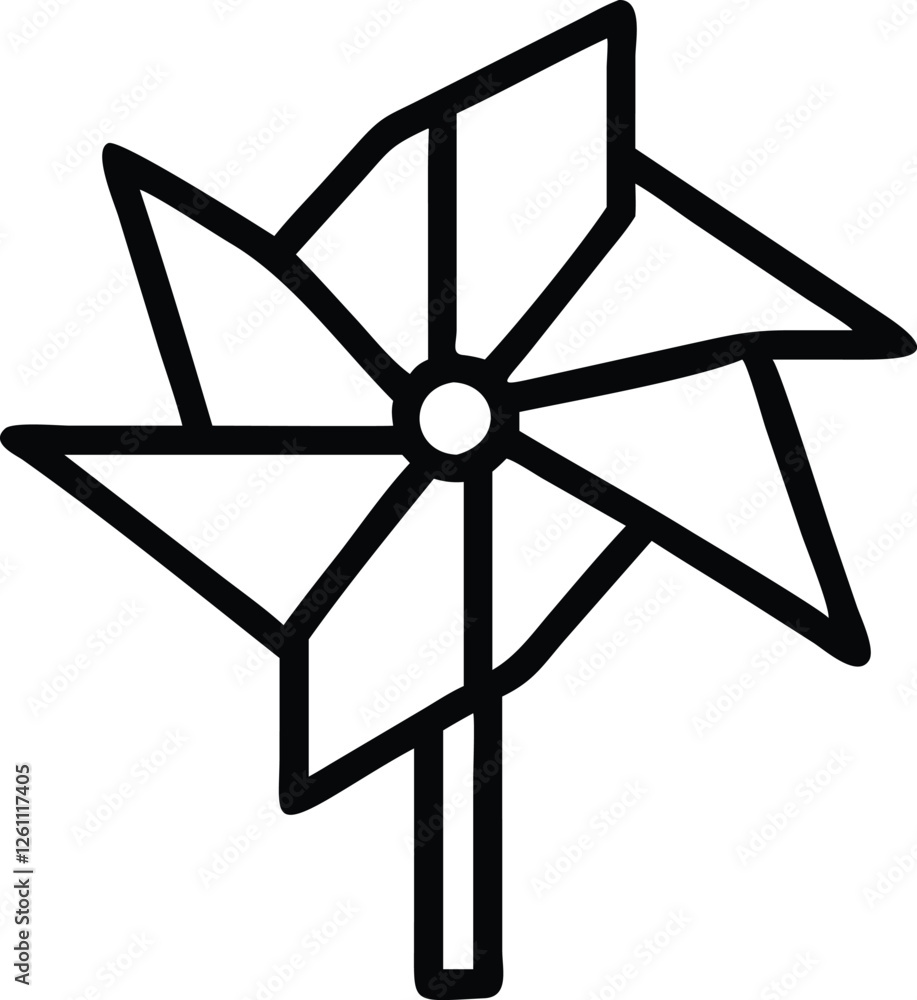 Silhouette vector illustration of a pinwheel spinning in the wind. Silhouette vector illustration of a pinwheel spinning in the wind.