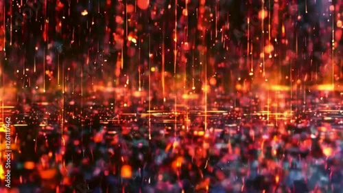 Cascading Red Digital Rain Against Dark Background
