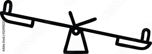 Silhouette vector of a simple seesaw with two ends.