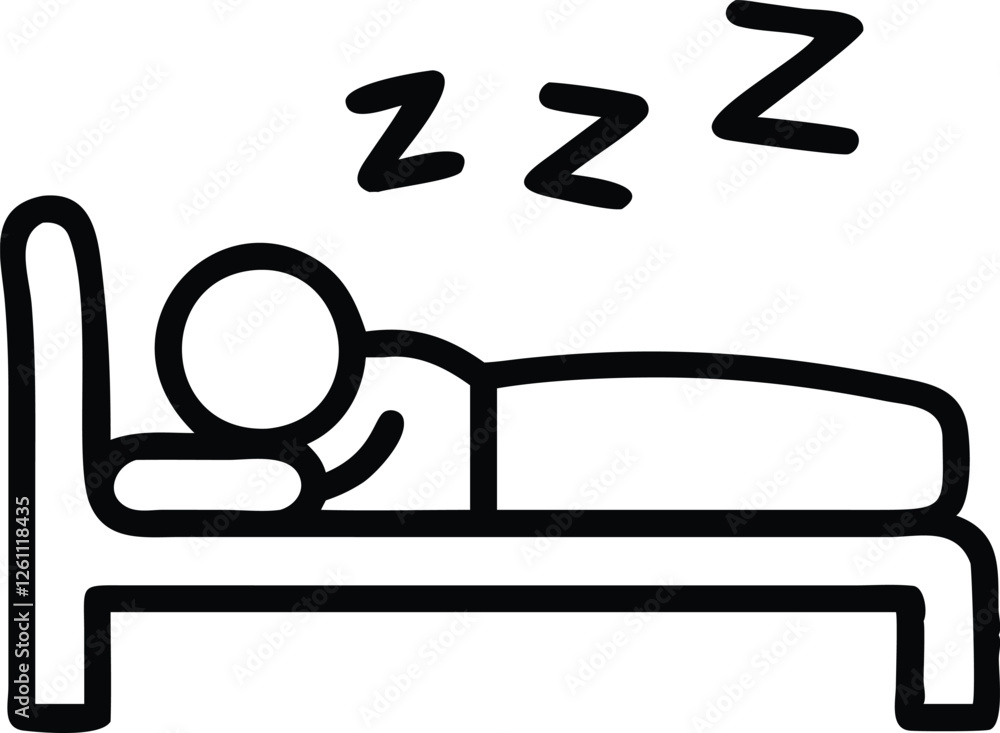 Silhouette vector of a sleeping person in bed with Silhouette vector of a sleeping person in bed with