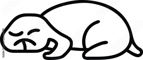 Silhouette vector of a sleeping turtle with its head tucked inside the shell.