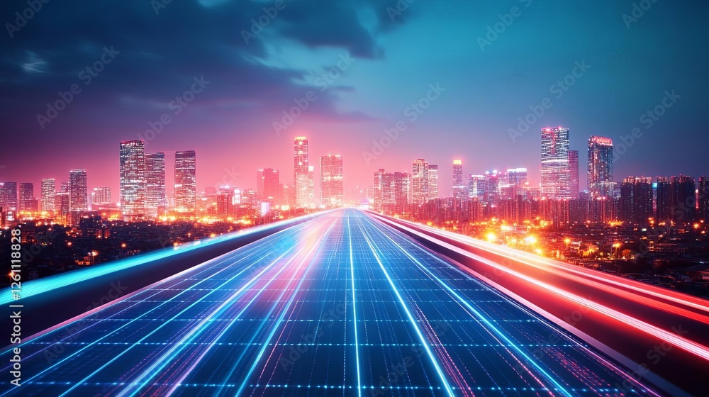 Fototapeta premium Smart city infrastructure using advanced conductive materials for energy transfer