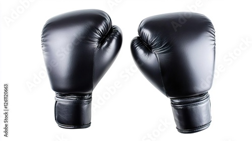 Black Boxing Gloves Isolated on White Background for Sports Use photo