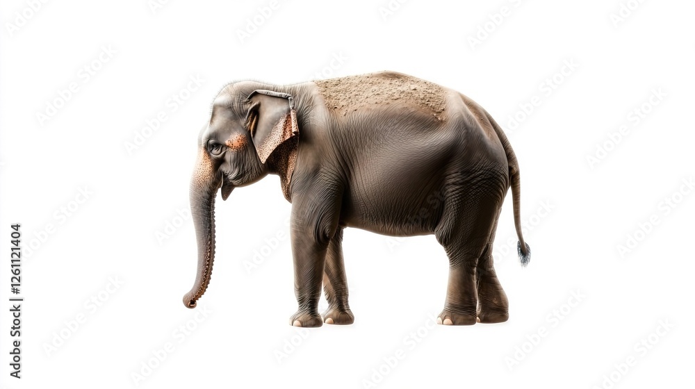Obraz premium Female Elephant Isolated on White Background with Friendly Greeting