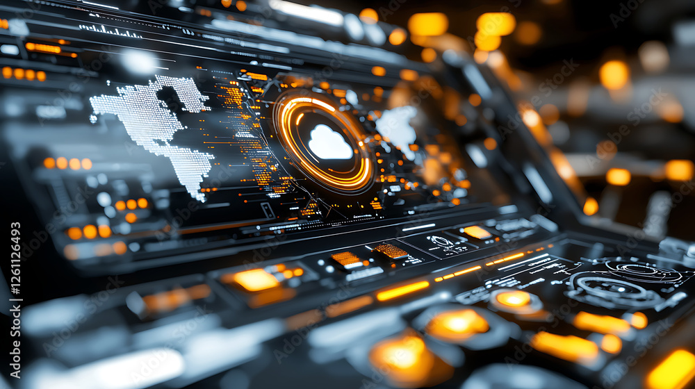 Fototapeta premium A computer monitor displays a glowing, colorful. generated using AI