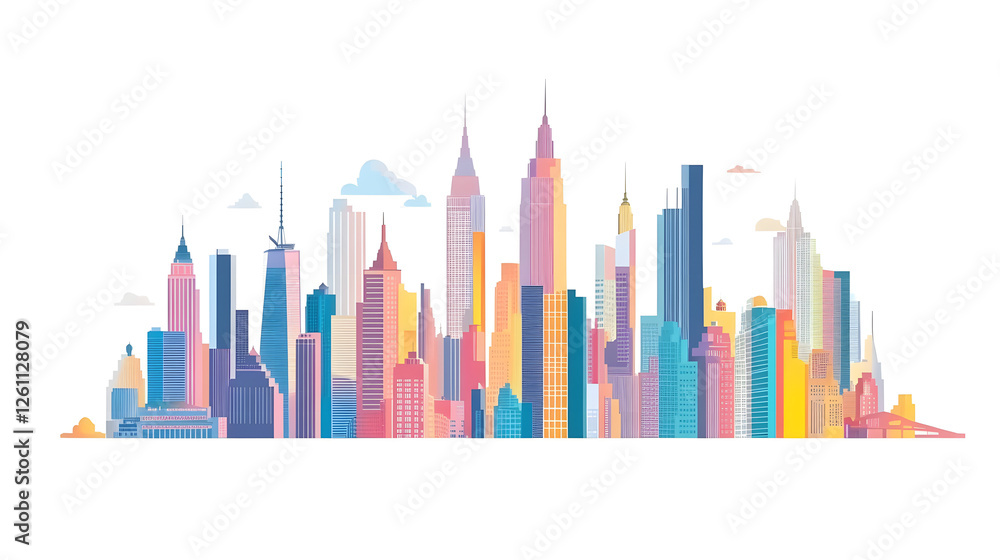 Obraz premium A vector flat illustration of the New York City skyline
