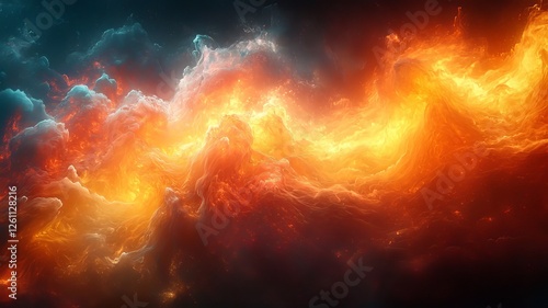 Vibrant Cosmic Nebula  A stunning display of fiery orange and deep blue clouds swirling in the universe  perfect for sci-fi and space-themed projects.