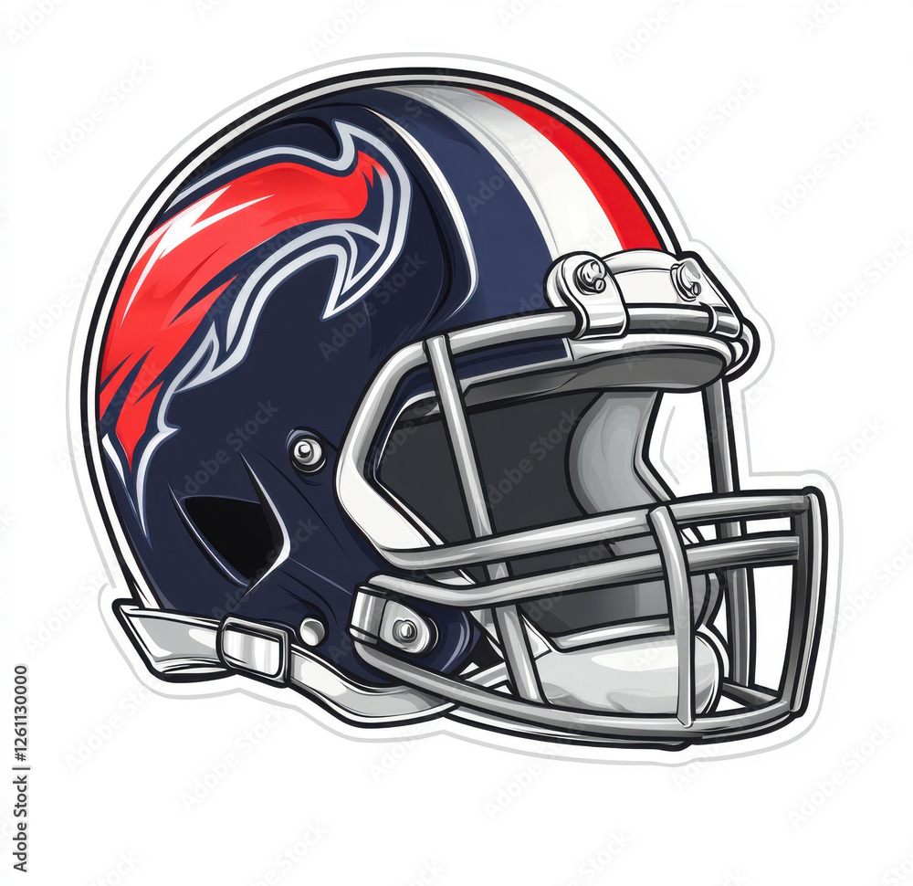 Fototapeta premium Cartoon style american football helmet with white background, vector illustration, simple design.