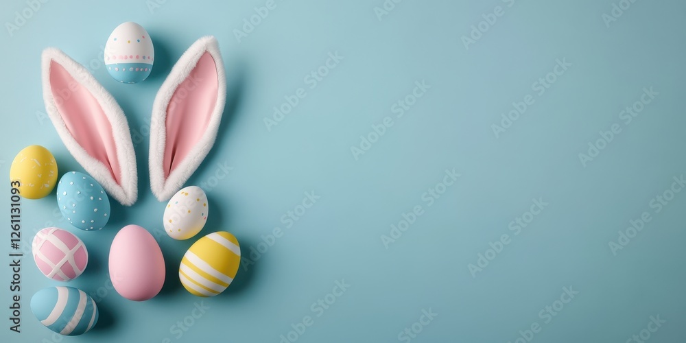 Easter bunny party festive spring celebration colorful eggs display cheerful atmosphere top view family fun Easter bunny party festive spring celebration colorful eggs display cheerful atmosphere top view family fun