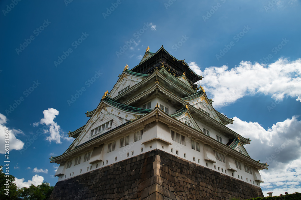 Reconstructed Osaka Castle is a Japanese castle located in Osaka, Japan.
Reconstructed Osaka Castle is a Japanese castle located in Osaka, Japan.
