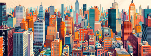 A vector flat illustration of the New York City skyline