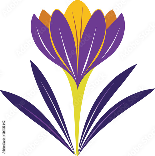 crocus flower vector silhouette illustration. Crocus vector sketch illustration isolated on white background (12).eps