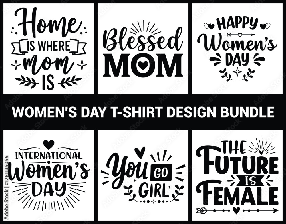 International women's day t-shirt design bundle. Vector illustration. International women's day t-shirt design bundle. Vector illustration.