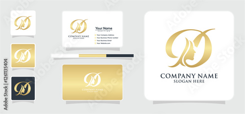 letter D luxury beauty face logo. logo template for beauty spa and treatment