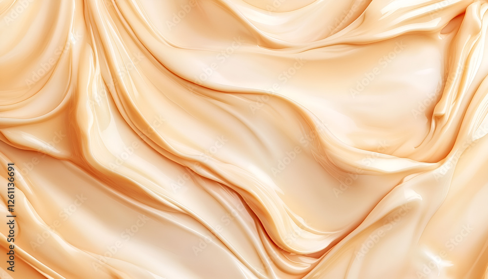 Fototapeta premium Caramel ice cream texture as background. Homemade beige coffee or caramel ice cream, sorbet or frozen yogurt, summer desert. Cosmetic body cream