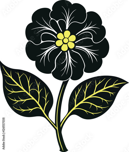 Primrose flower vector silhouette illustration. Vector clipart for spring flowers.  (10).eps