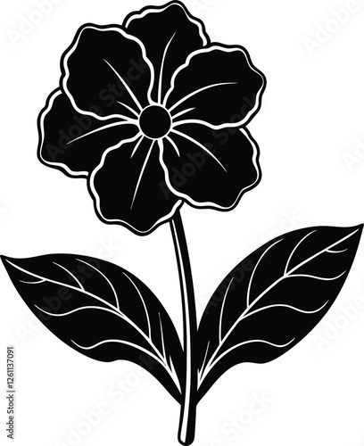 Primrose flower vector silhouette illustration. Vector clipart for spring flowers.  (7).eps